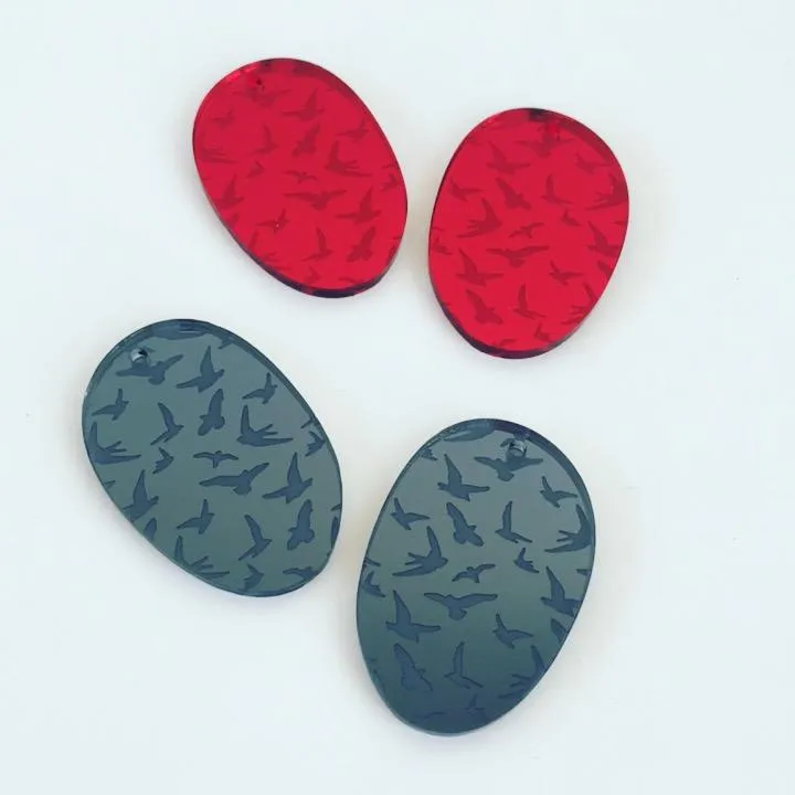 © Etched Flock Charms -TWO Pairs
