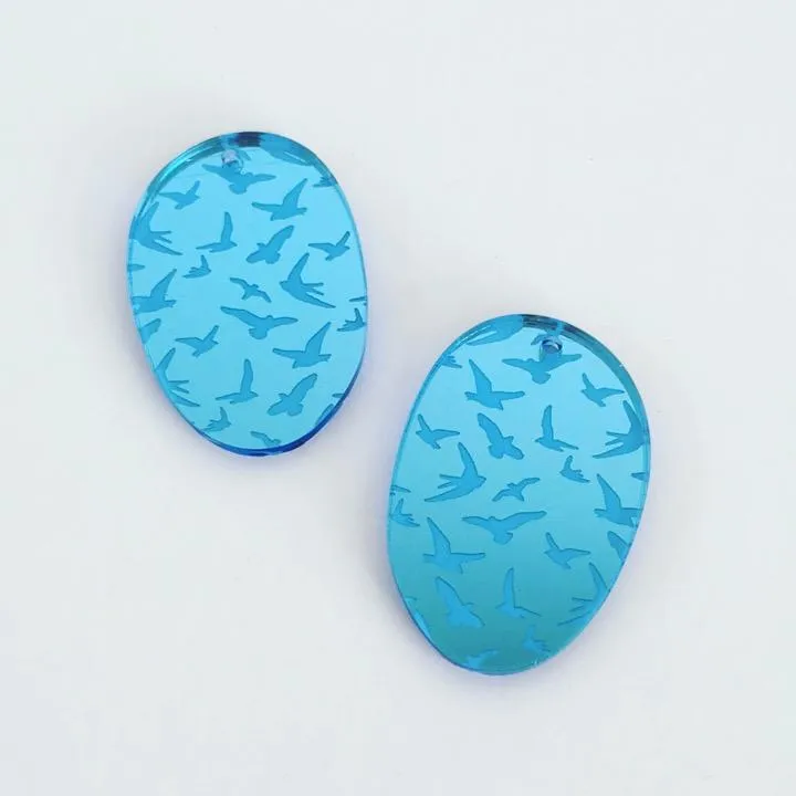 © Etched Flock Charms -TWO Pairs