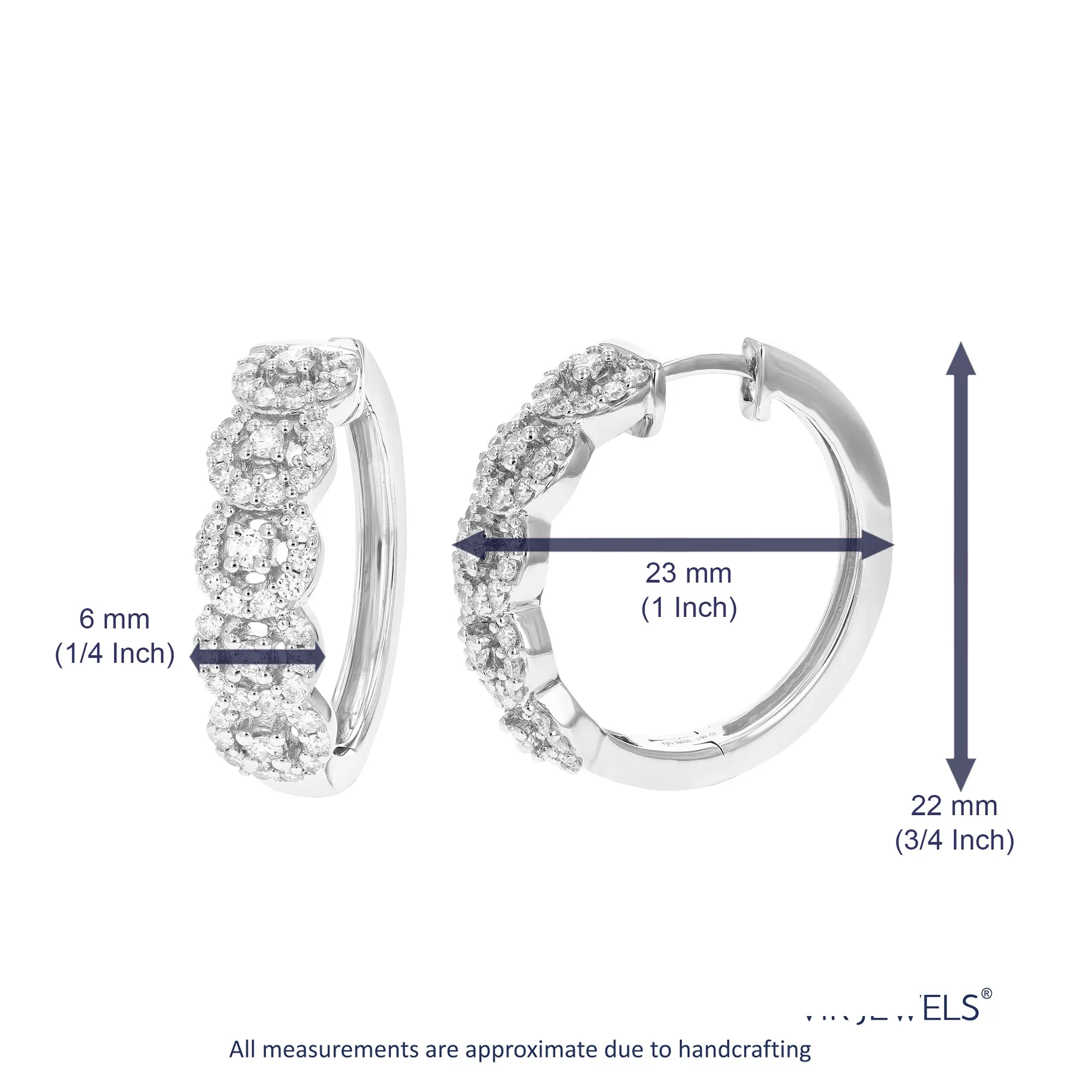 1 cttw Lab Grown Diamond Hoop Earrings in .925 Sterling Silver
