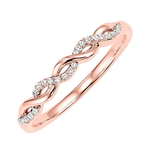 10KT Pink Gold & Diamond Classic Book Stackable Fashion Ring  - 1/10 ctw