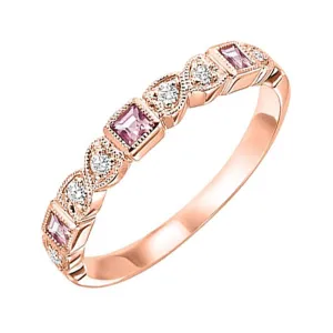 10KT Pink Gold & Diamond Classic Book Stackable Fashion Ring  - 1/10 ctw