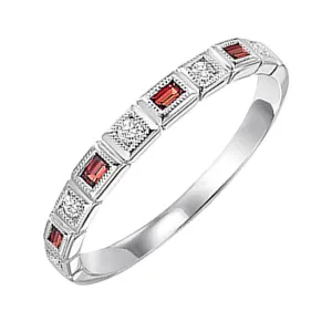 10KT White Gold & Diamond Classic Book Stackable Fashion Ring  - 1/10 ctw