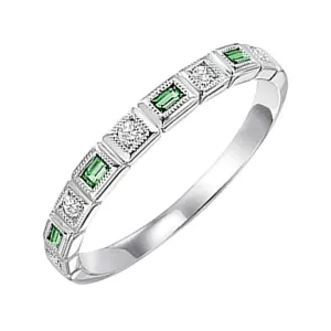 10KT White Gold & Diamond Classic Book Stackable Fashion Ring  - 1/10 ctw