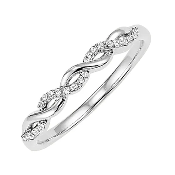 10KT White Gold & Diamond Classic Book Stackable Fashion Ring  - 1/10 ctw