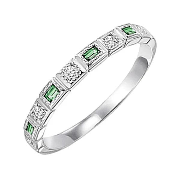 10KT White Gold & Diamond Classic Book Stackable Fashion Ring  - 1/10 ctw