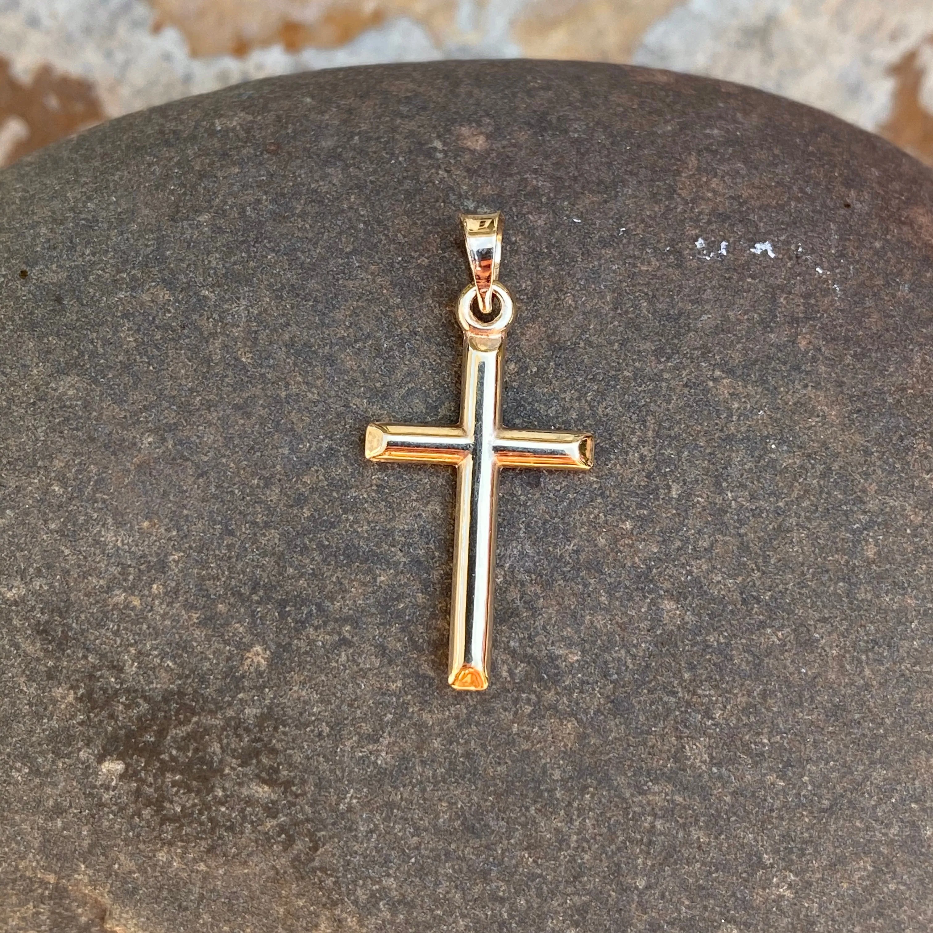10KT Yellow Gold Polished Cross Plain Pendant Charm