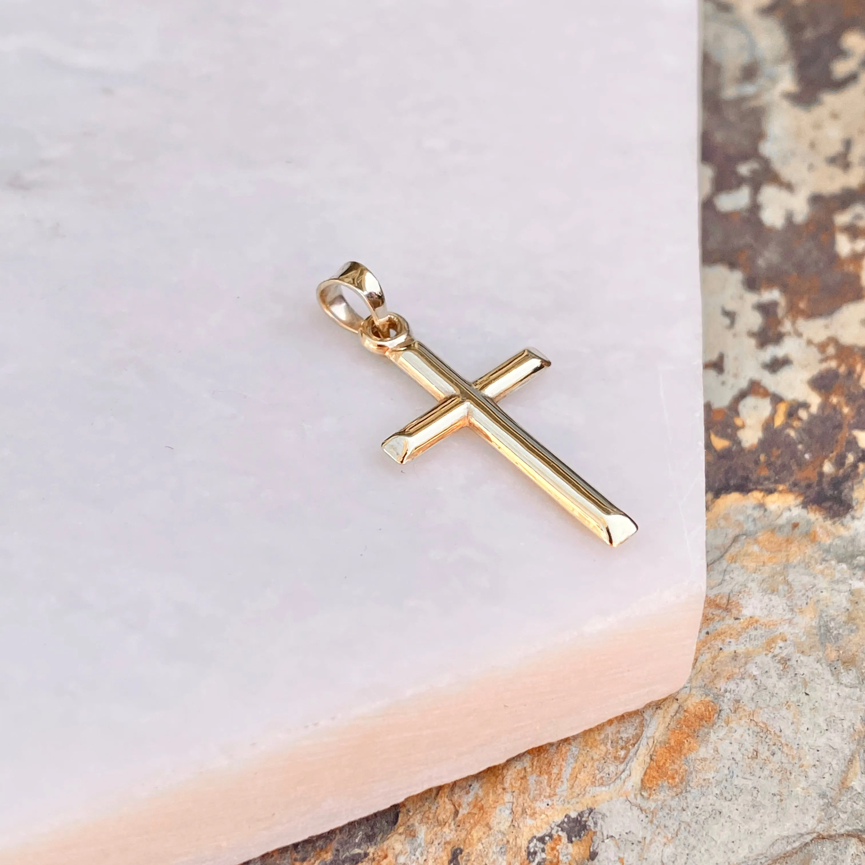 10KT Yellow Gold Polished Cross Plain Pendant Charm