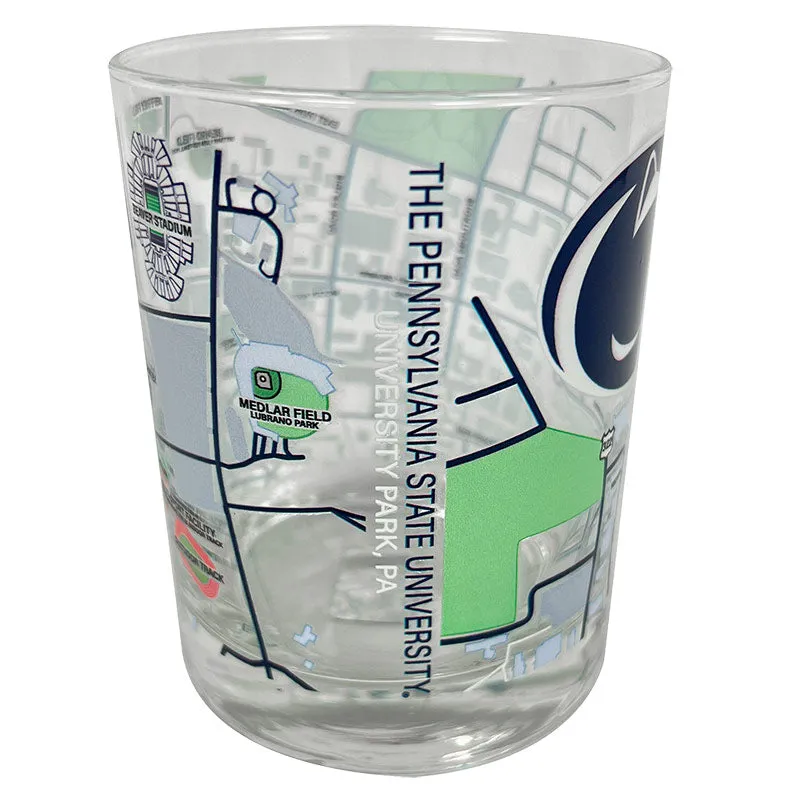 14 oz Double Old Fashion Campus Map Glass