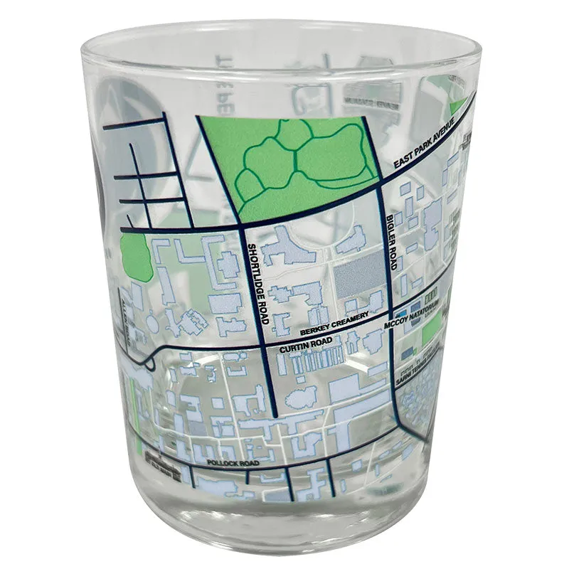 14 oz Double Old Fashion Campus Map Glass