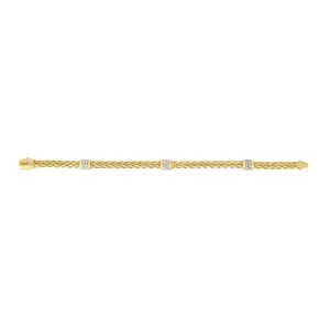 14K Gold & Diamond Woven Chain Station Bracelet