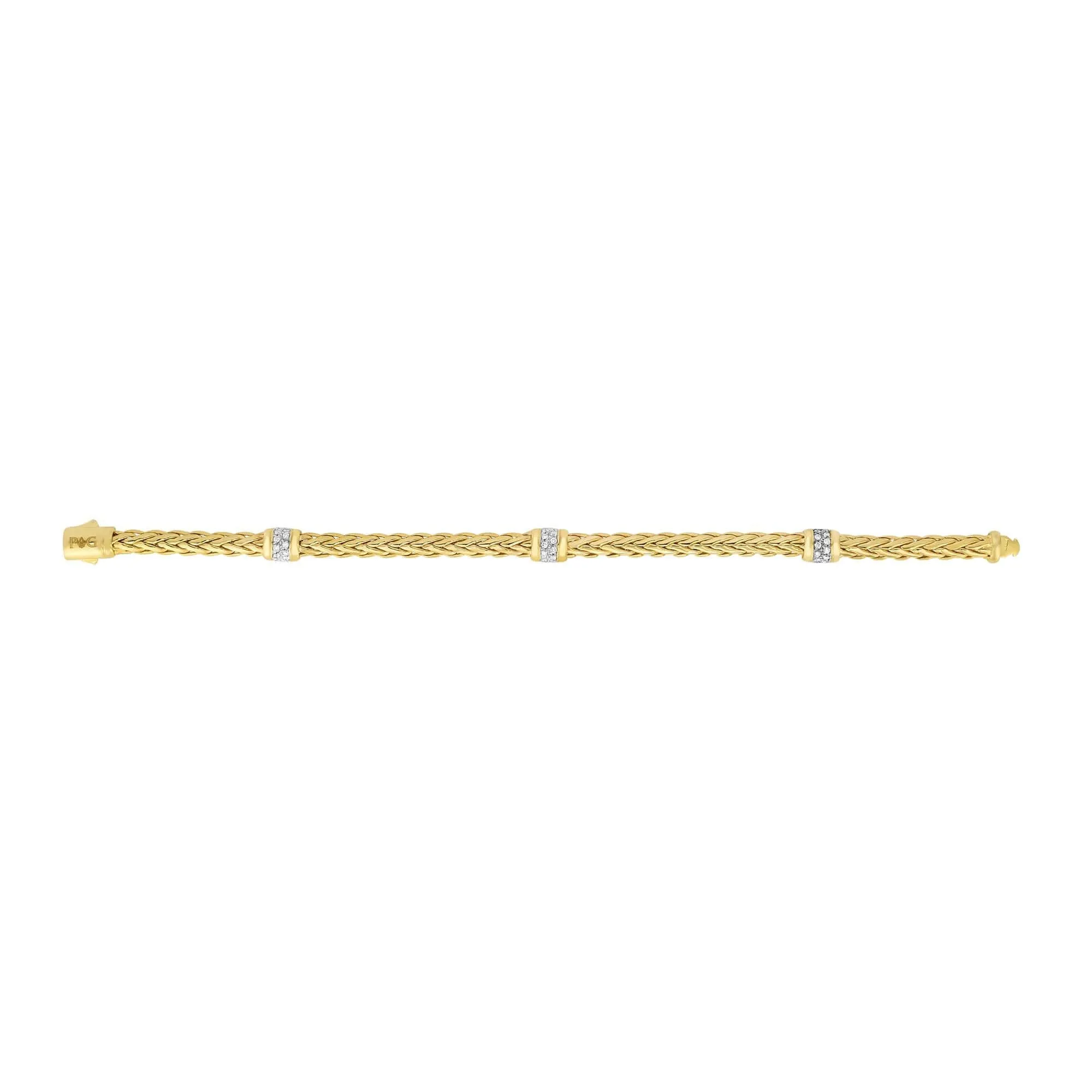 14K Gold & Diamond Woven Chain Station Bracelet