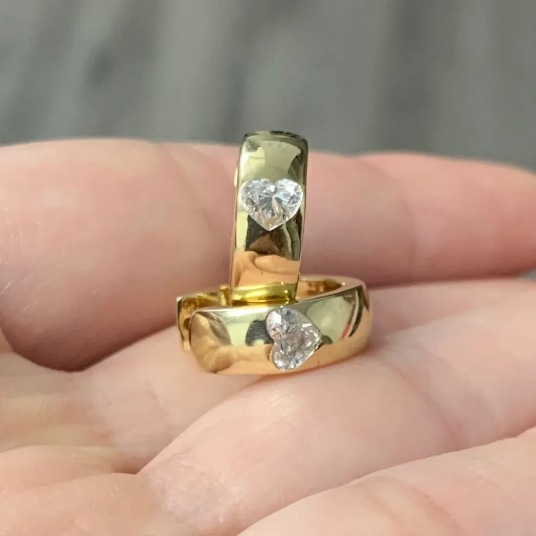 14K Gold and Diamond Heart Earrings