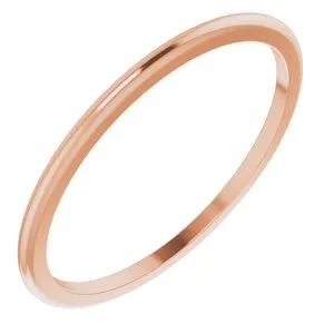 14K Rose 1 mm Half Round Band Size 6