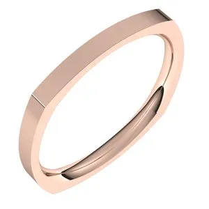 14K Rose 2 mm Square Comfort Fit Band Size 5.5