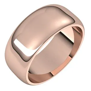 14K Rose 8 mm Half Round Band Size 6