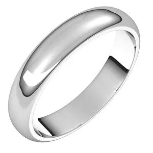 14K White 4 mm Half Round Band Size 6