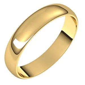 14K Yellow 4 mm Half Round Ultra-Light Band Size 12