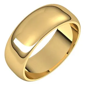 14K Yellow 7 mm Half Round Band Size 6