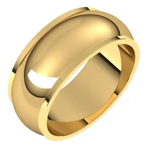 14K Yellow 8 mm Half Round Edge Band Size 10.5