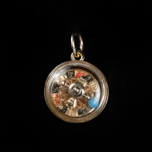 14k Yellow Gold Movable Roulette Wheel Charm