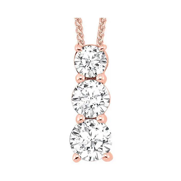 14KT Pink Gold & Diamond Classic Book 3 Stone Neckwear Pendant  - 3/4 ctw