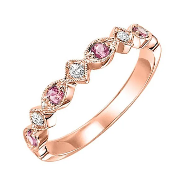 14KT Pink Gold & Diamond Classic Book Stackable Fashion Ring  - 1/10 ctw
