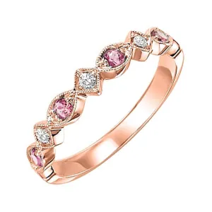 14KT Pink Gold & Diamond Classic Book Stackable Fashion Ring  - 1/10 ctw