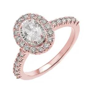 14KT Pink Gold & Diamonds Stunning Engagement Ring - 1 CTW