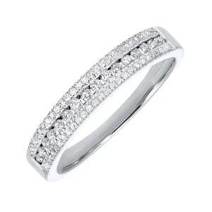 14KT White Gold & Diamond Classic Book 3 Row Fashion Ring  - 1/3 ctw