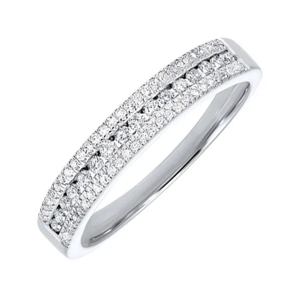 14KT White Gold & Diamond Classic Book 3 Row Fashion Ring  - 1/3 ctw