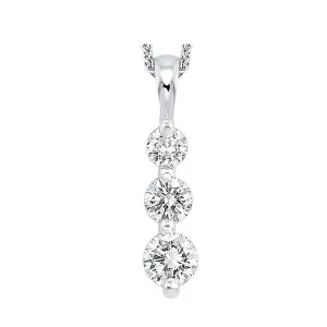 14KT White Gold & Diamond Classic Book 3 Stone Neckwear Pendant  - 1/2 ctw