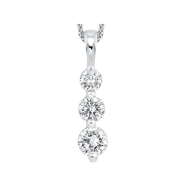 14KT White Gold & Diamond Classic Book 3 Stone Neckwear Pendant  - 1/2 ctw