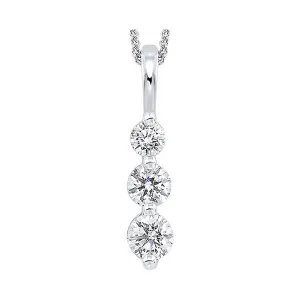 14KT White Gold & Diamond Classic Book 3 Stone Neckwear Pendant  - 3/4 ctw