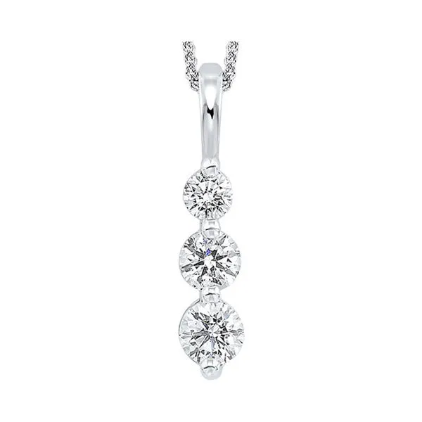 14KT White Gold & Diamond Classic Book 3 Stone Neckwear Pendant  - 3/4 ctw