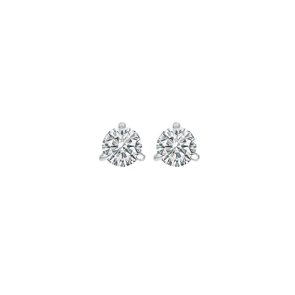 14KT White Gold & Diamond Classic Book Round Stud Earrings  - 1/10 ctw