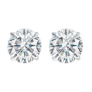 14KT White Gold & Diamond Classic Book Round Stud Earrings  - 2 ctw