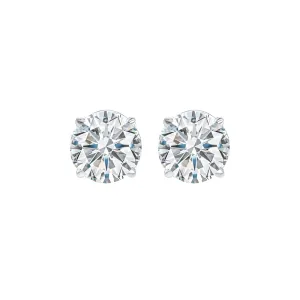14KT White Gold & Diamond Classic Book Round Stud Earrings  - 3/4 ctw