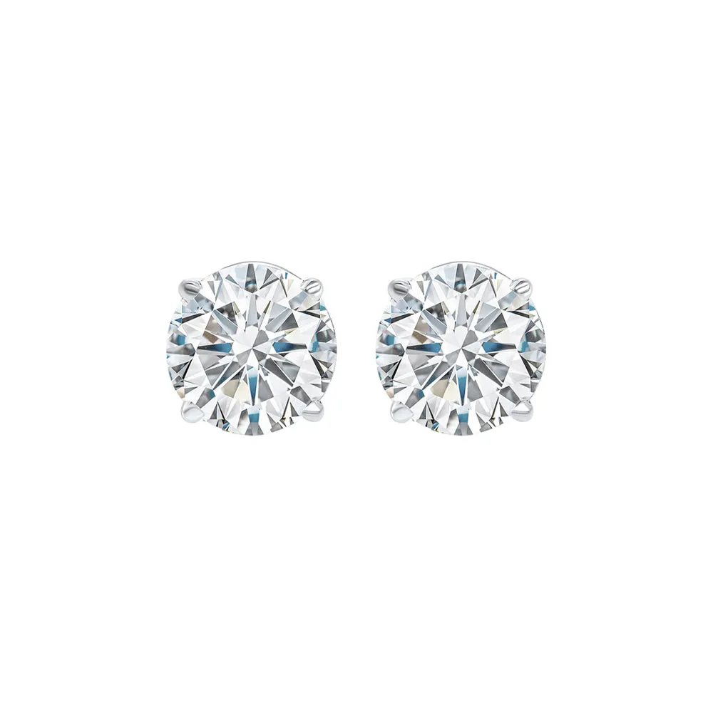14KT White Gold & Diamond Classic Book Round Stud Earrings  - 3/4 ctw