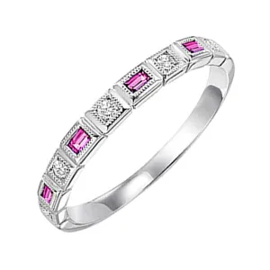 14KT White Gold & Diamond Classic Book Stackable Fashion Ring  - 1/10 ctw