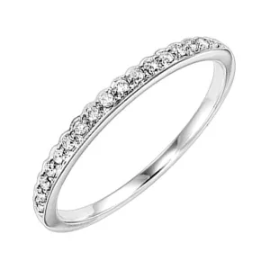 14KT White Gold & Diamond Classic Book Stackable Fashion Ring  - 1/8 ctw