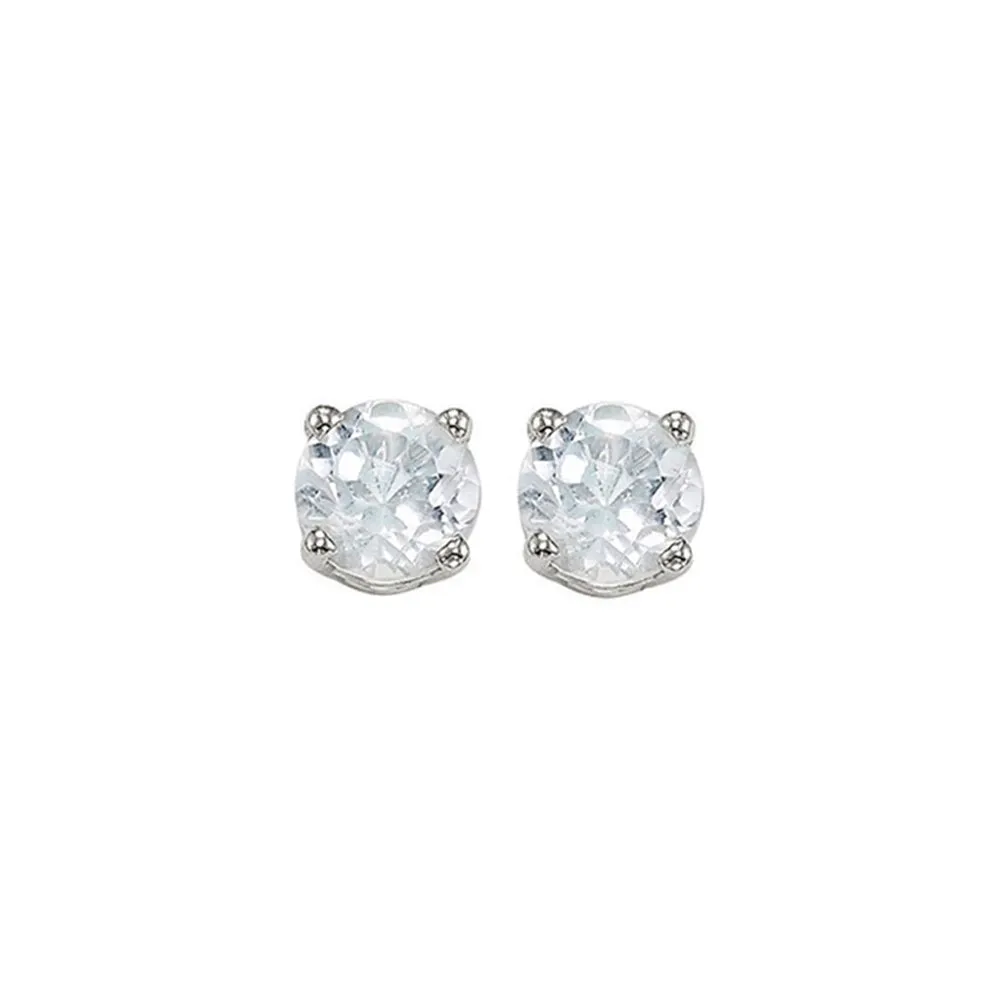 14KT White Gold Classic Book Color Stud Earrings