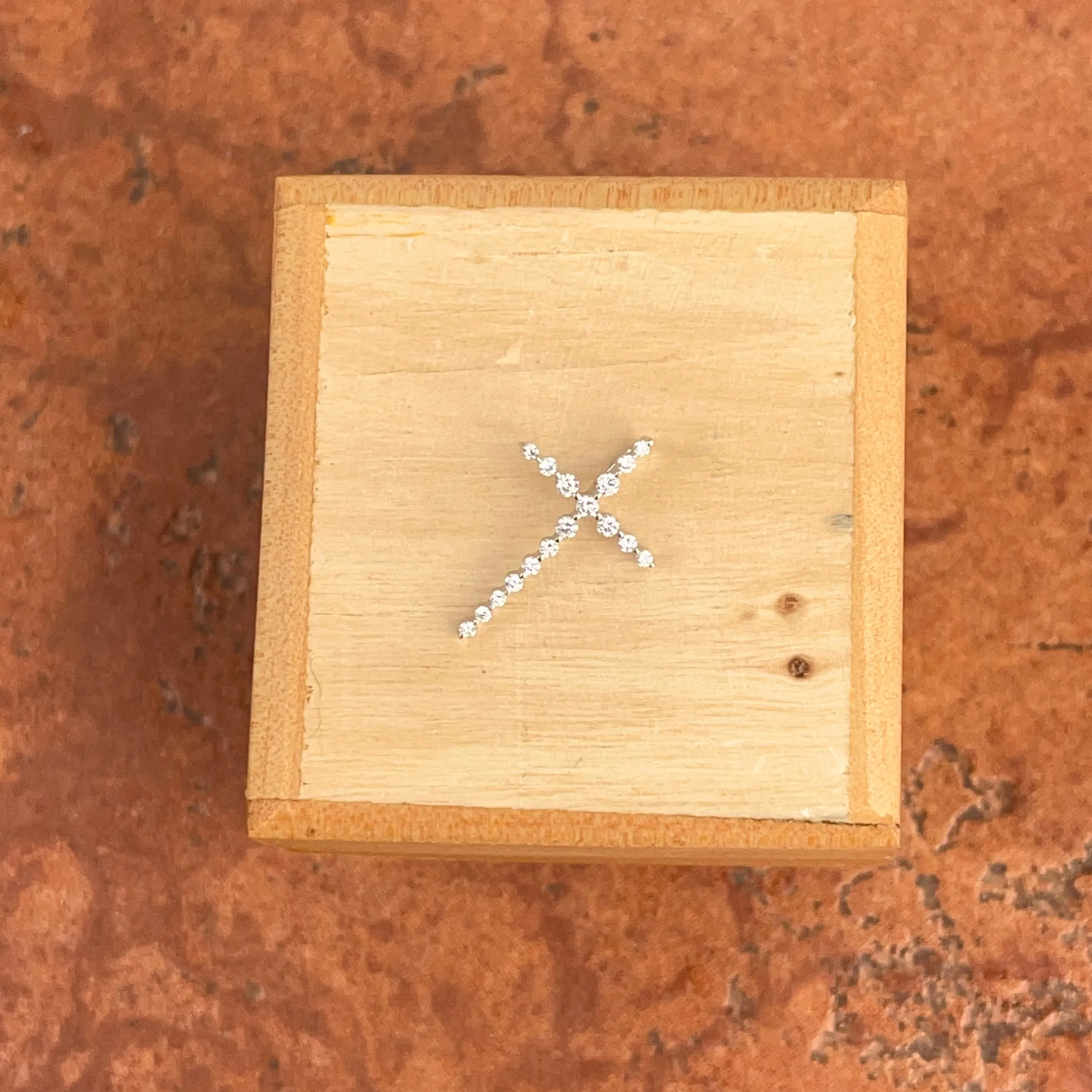 14KT White Gold Lab Diamond Sleek Cross Pendant Slide