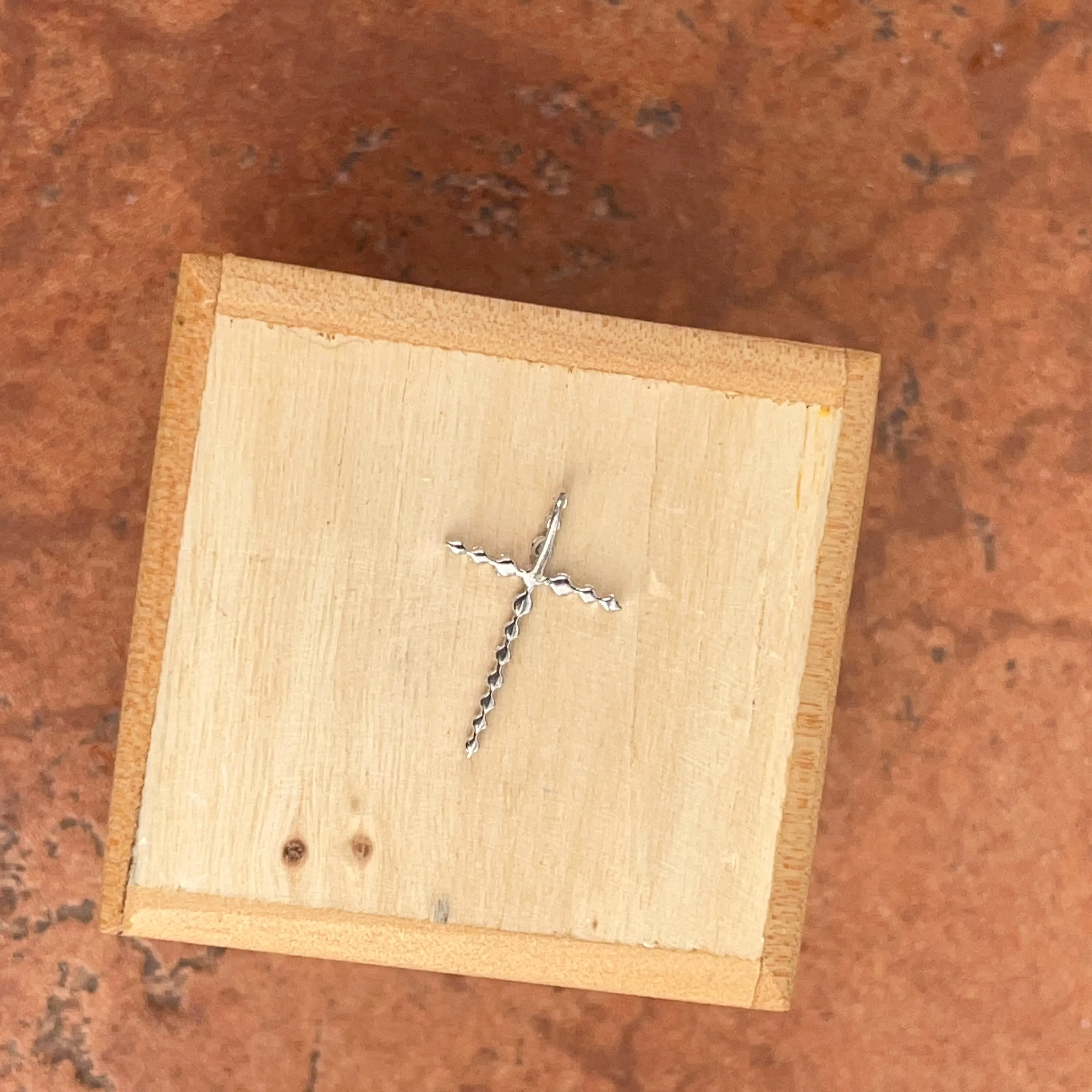 14KT White Gold Lab Diamond Sleek Cross Pendant Slide