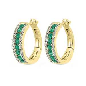14KT Yellow Gold & Diamond 3 Row Fashion Earrings  - 1/5 ctw