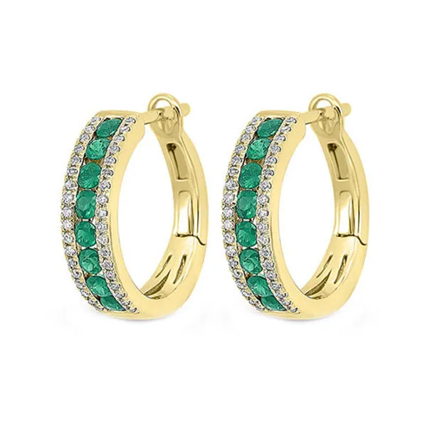 14KT Yellow Gold & Diamond 3 Row Fashion Earrings  - 1/5 ctw