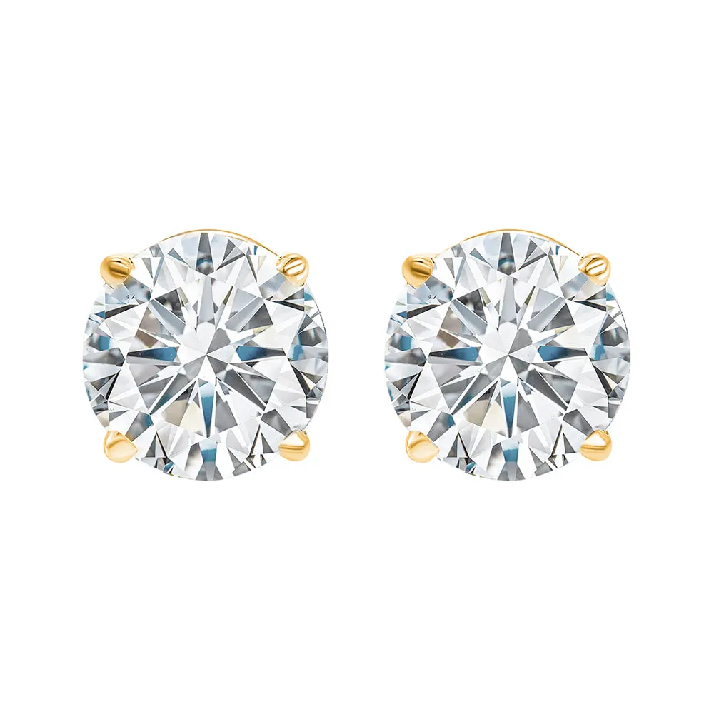 14KT Yellow Gold & Diamond Round Stud Earrings  - 1-1/2 ctw