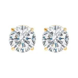 14KT Yellow Gold & Diamond Round Stud Earrings  - 1-1/2 ctw
