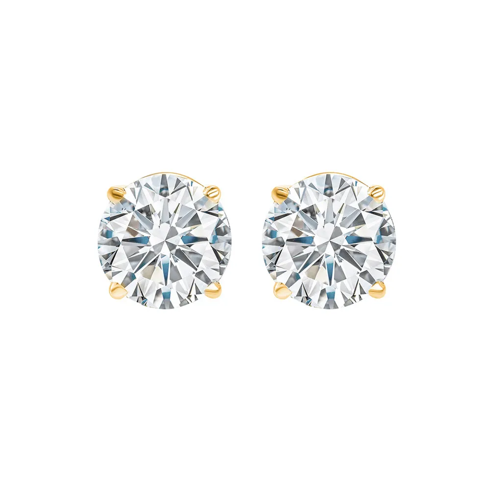 14KT Yellow Gold & Diamond Round Stud Earrings  - 1 ctw