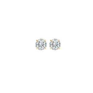 14KT Yellow Gold & Diamond Round Stud Earrings  - 1/8 ctw