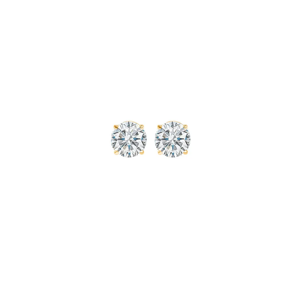 14KT Yellow Gold & Diamond Round Stud Earrings  - 1/8 ctw